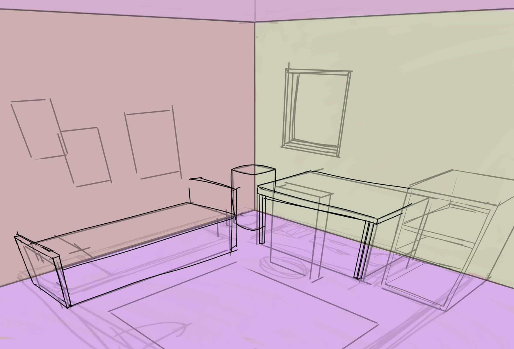 Bedroom perspective sketch