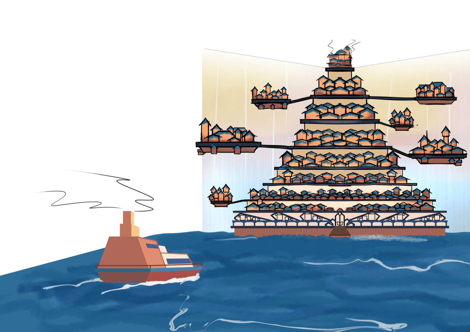 Scene sketch ocean city