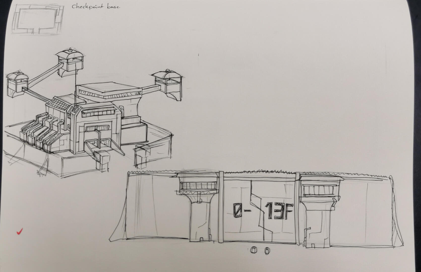 Military base, checkpoint sketch